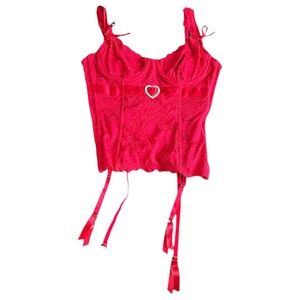 Frederick’s Of HollyWood Red Corset Top w/ Garter Strings